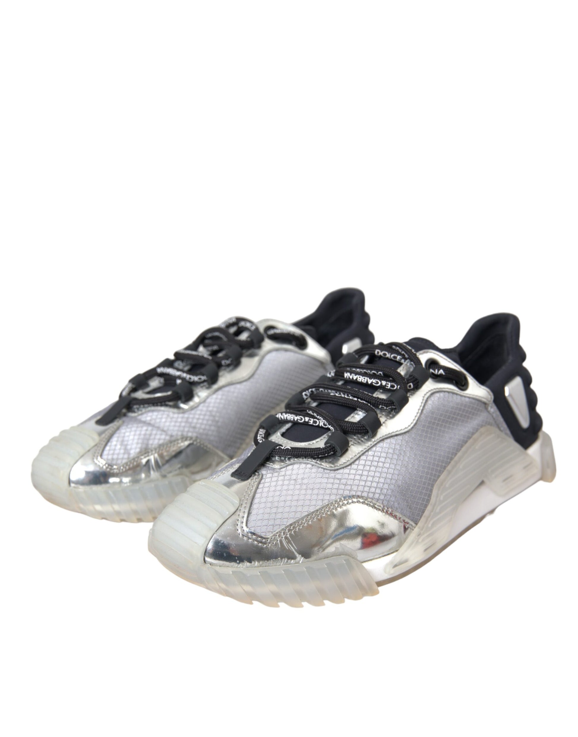 Dolce & Gabbana Silver Black Nylon NS1 Low Top Sneakers Men Shoes by Dolce & Gabbana