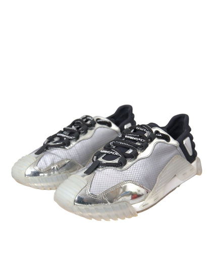 Dolce & Gabbana Silver Black Nylon NS1 Low Top Sneakers Men Shoes by Dolce & Gabbana