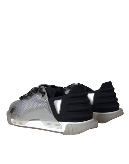 Dolce & Gabbana Silver Black Nylon NS1 Low Top Sneakers Men Shoes by Dolce & Gabbana