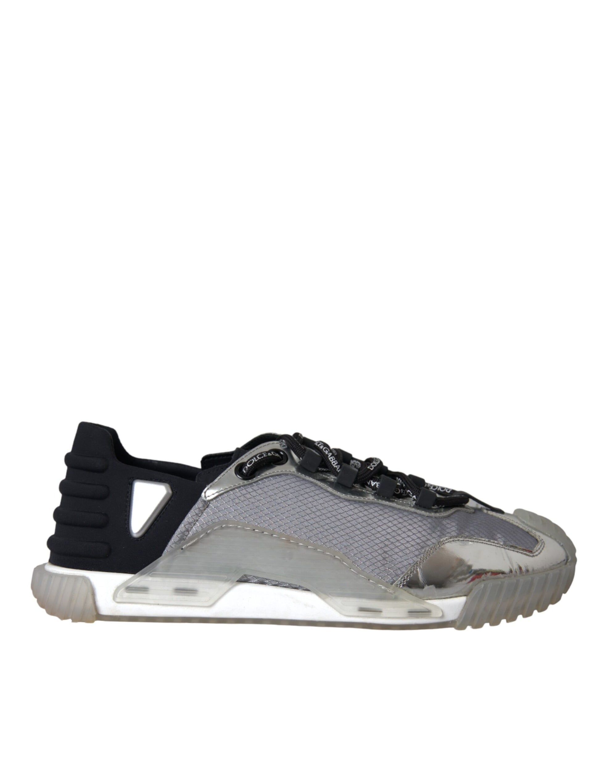 Dolce & Gabbana Silver Black Nylon NS1 Low Top Sneakers Men Shoes by Dolce & Gabbana