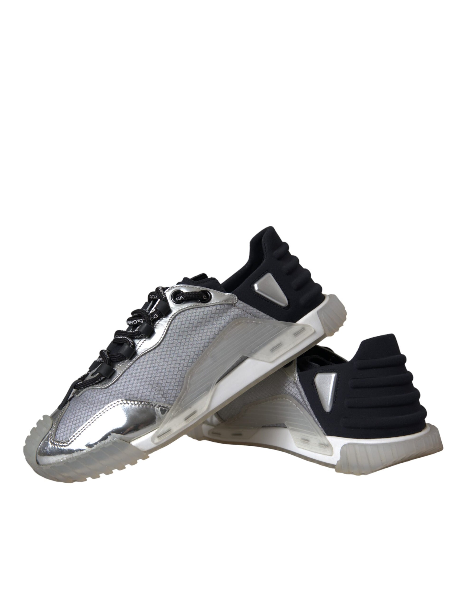 Dolce & Gabbana Silver Black Nylon NS1 Low Top Sneakers Men Shoes by Dolce & Gabbana