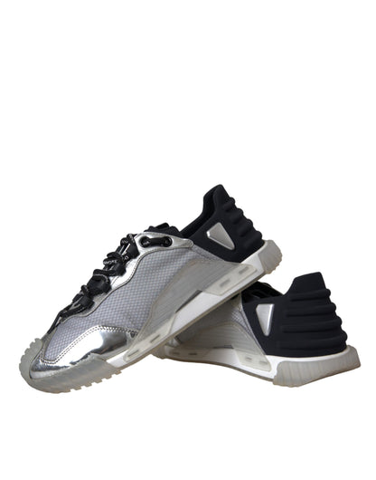 Dolce & Gabbana Silver Black Nylon NS1 Low Top Sneakers Men Shoes by Dolce & Gabbana