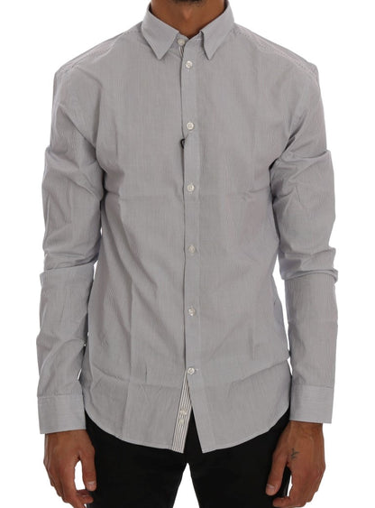 Frankie Morello White Blue Check Casual Cotton Regular Fit Shirt by Frankie Morello