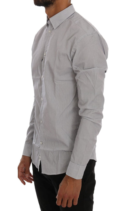 Frankie Morello White Blue Check Casual Cotton Regular Fit Shirt by Frankie Morello