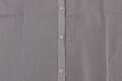 Frankie Morello White Blue Check Casual Cotton Regular Fit Shirt by Frankie Morello