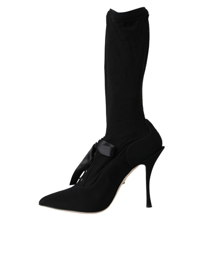Bottes mi-mollet noires à talons aiguilles Dolce &amp; Gabbana
