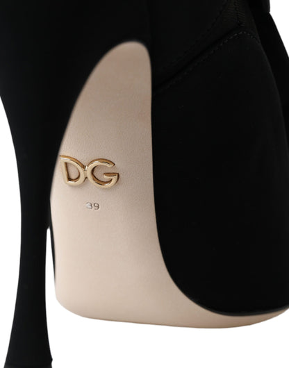 Bottes mi-mollet noires à talons aiguilles Dolce &amp; Gabbana