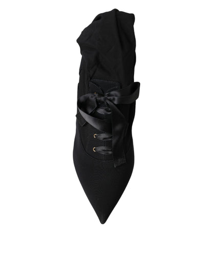 Bottes mi-mollet noires à talons aiguilles Dolce &amp; Gabbana