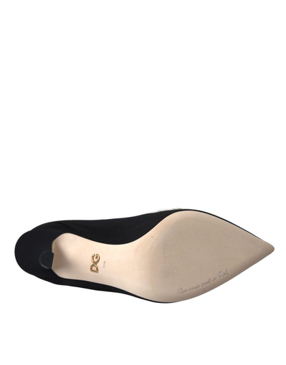 Bottines à enfiler Dolce &amp; Gabbana noires et blanches brodées