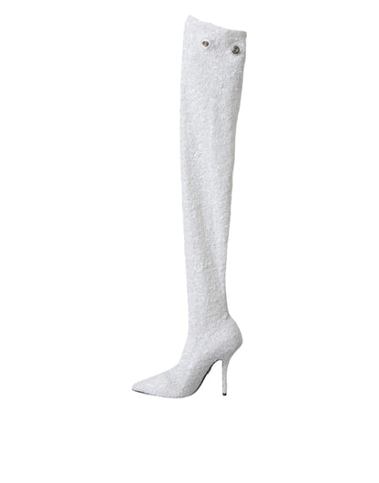 Bottes hautes à talons aiguilles Dolce &amp; Gabbana blanches