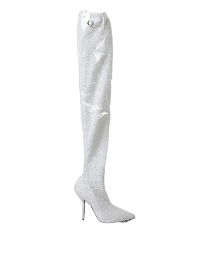 Bottes hautes à talons aiguilles Dolce &amp; Gabbana blanches