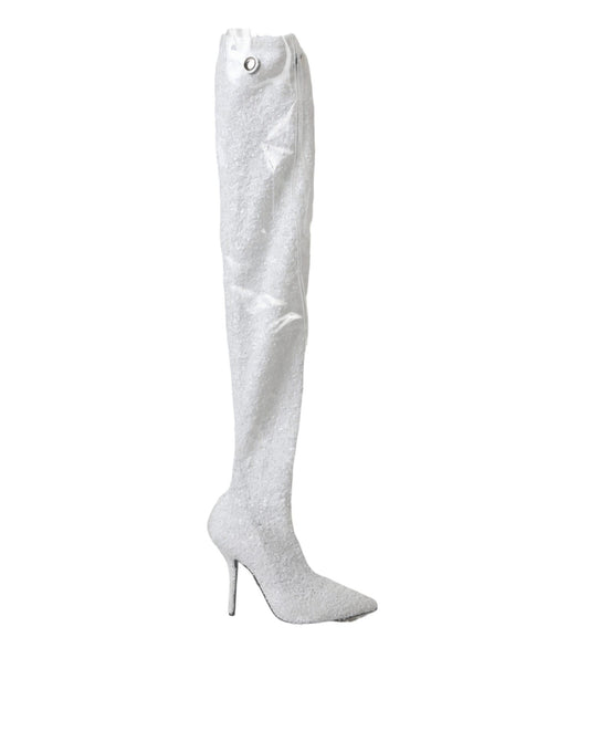 Bottes hautes à talons aiguilles Dolce &amp; Gabbana blanches