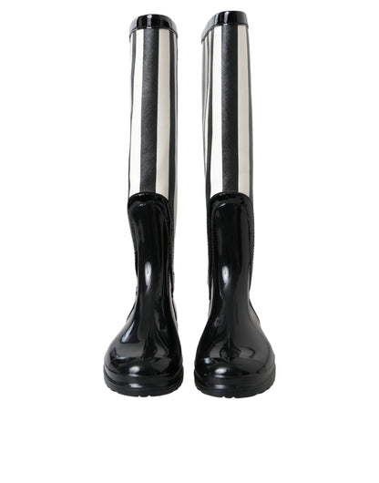 Bottes plates hautes en caoutchouc noir Dolce &amp; Gabbana
