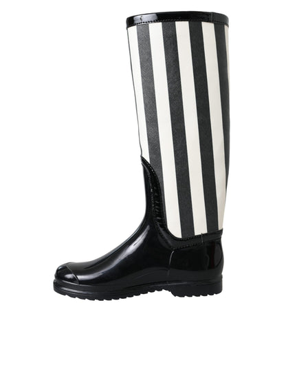 Bottes plates hautes en caoutchouc noir Dolce &amp; Gabbana