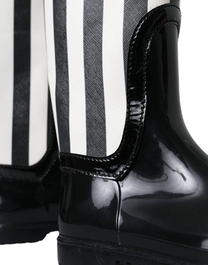 Bottes plates hautes en caoutchouc noir Dolce &amp; Gabbana