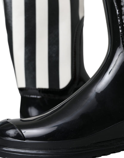 Bottes plates hautes en caoutchouc noir Dolce &amp; Gabbana