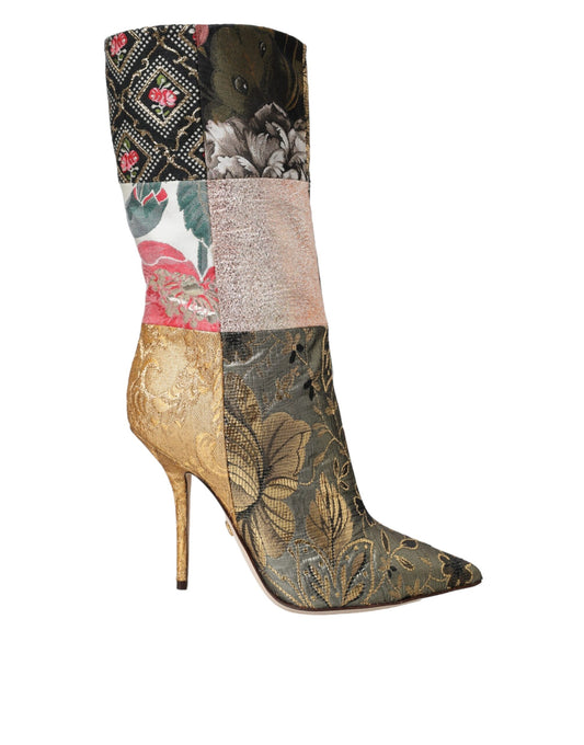 Bottes à talons à imprimé patchwork multicolore Dolce &amp; Gabbana