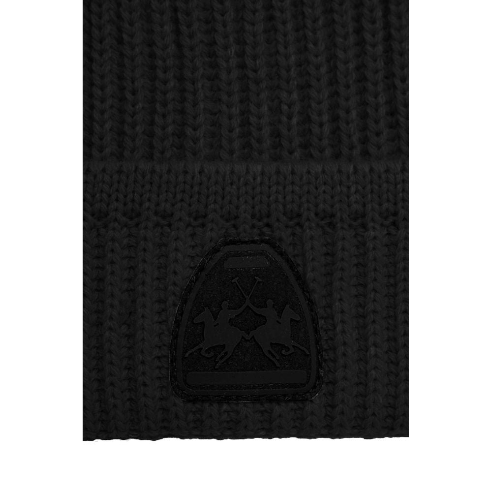 Bonnet homme en acrylique noir La Martina