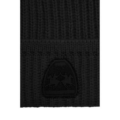 Bonnet homme en acrylique noir La Martina