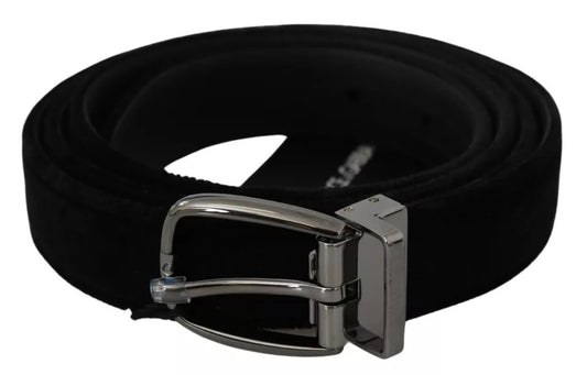Ceinture pour homme Dolce &amp; Gabbana en velours noir avec boucle en métal argenté