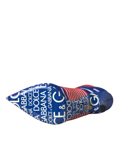 Bottines extensibles style chaussettes Dolce &amp; Gabbana rouges et bleues avec logo