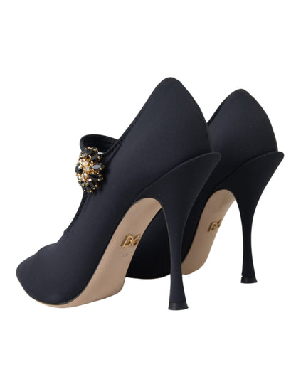 Escarpins Dolce &amp; Gabbana Mary Jane en jersey noir avec cristaux