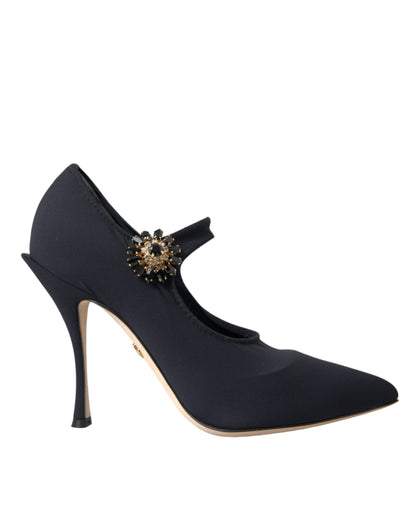Escarpins Dolce &amp; Gabbana Mary Jane en jersey noir avec cristaux
