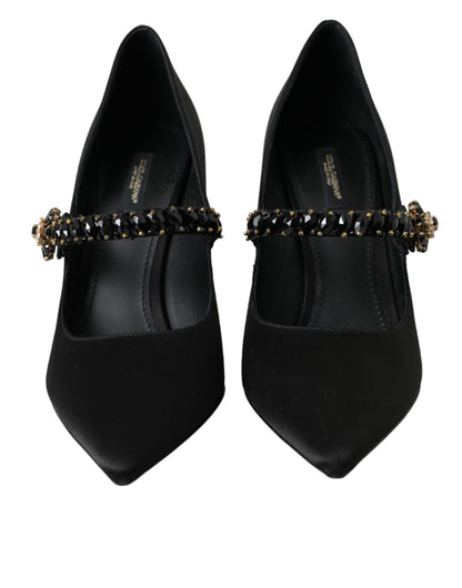 Escarpins à talons en cristal Mary Jane noirs Dolce &amp; Gabbana