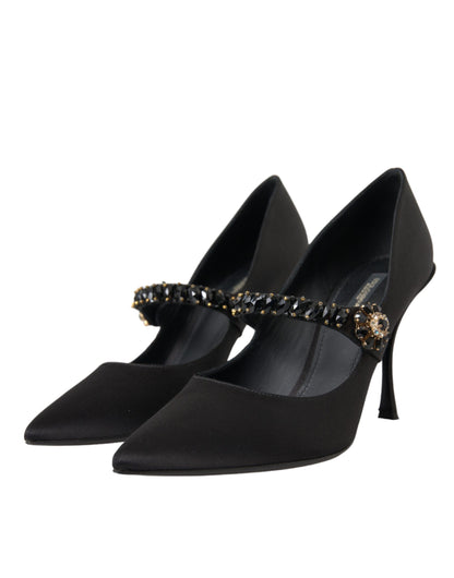 Escarpins à talons en cristal Mary Jane noirs Dolce &amp; Gabbana