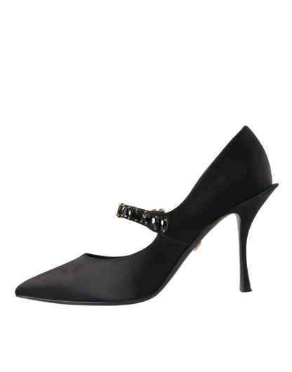 Escarpins à talons en cristal Mary Jane noirs Dolce &amp; Gabbana