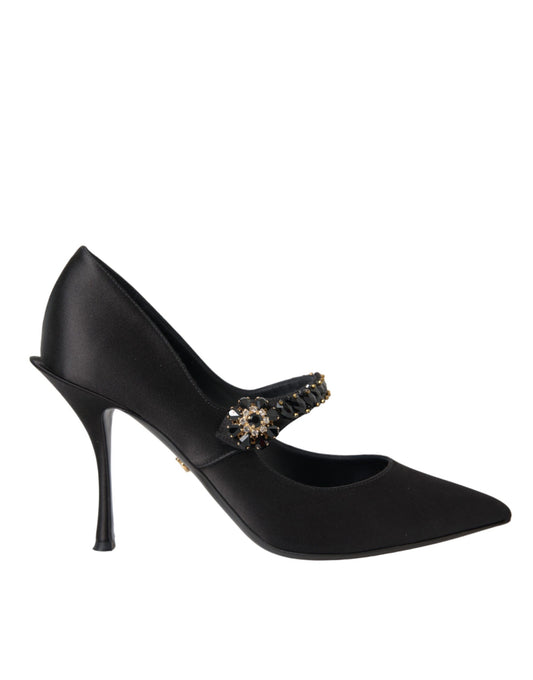 Escarpins à talons en cristal Mary Jane noirs Dolce &amp; Gabbana