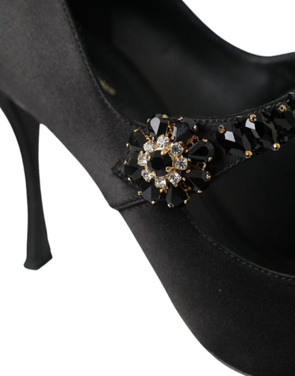 Escarpins à talons en cristal Mary Jane noirs Dolce &amp; Gabbana