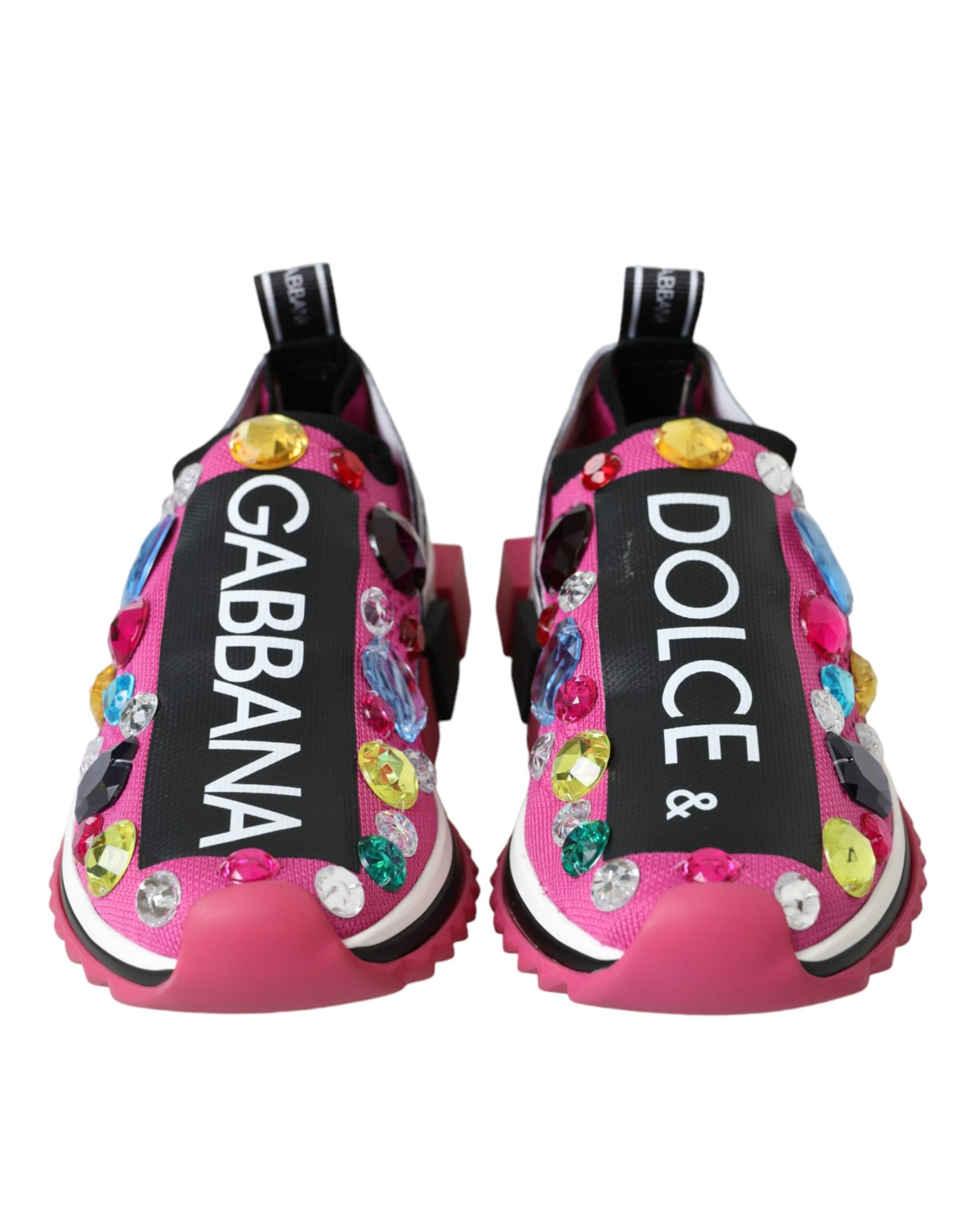 Dolce & Gabbana Pink Sorrento Crystals Sneakers Shoes by Dolce & Gabbana
