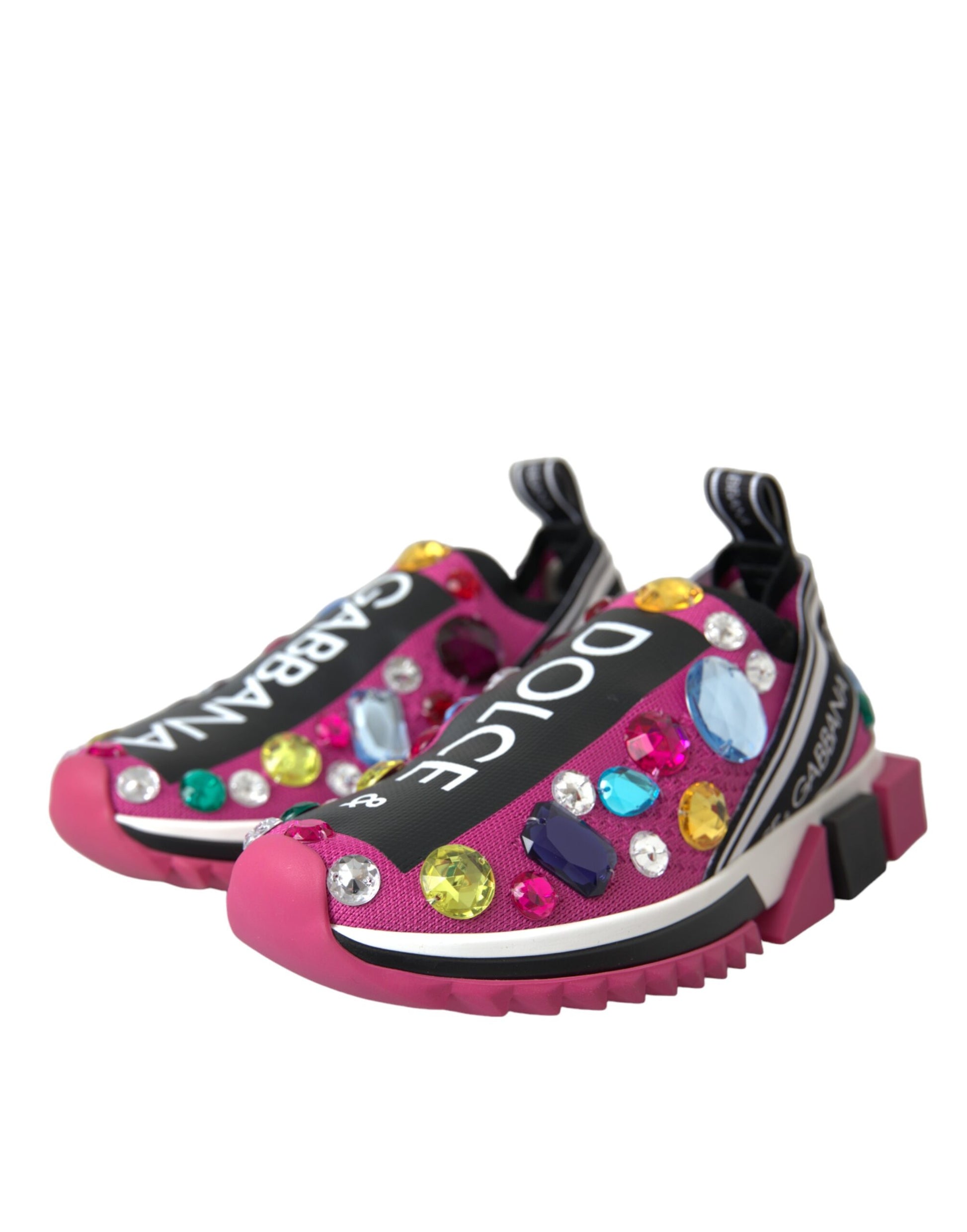 Dolce & Gabbana Pink Sorrento Crystals Sneakers Shoes by Dolce & Gabbana