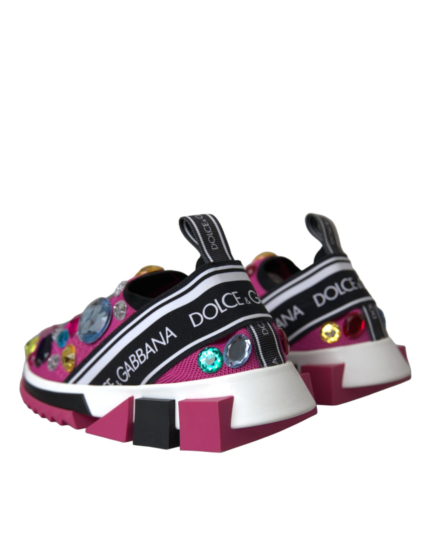 Dolce & Gabbana Pink Sorrento Crystals Sneakers Shoes by Dolce & Gabbana