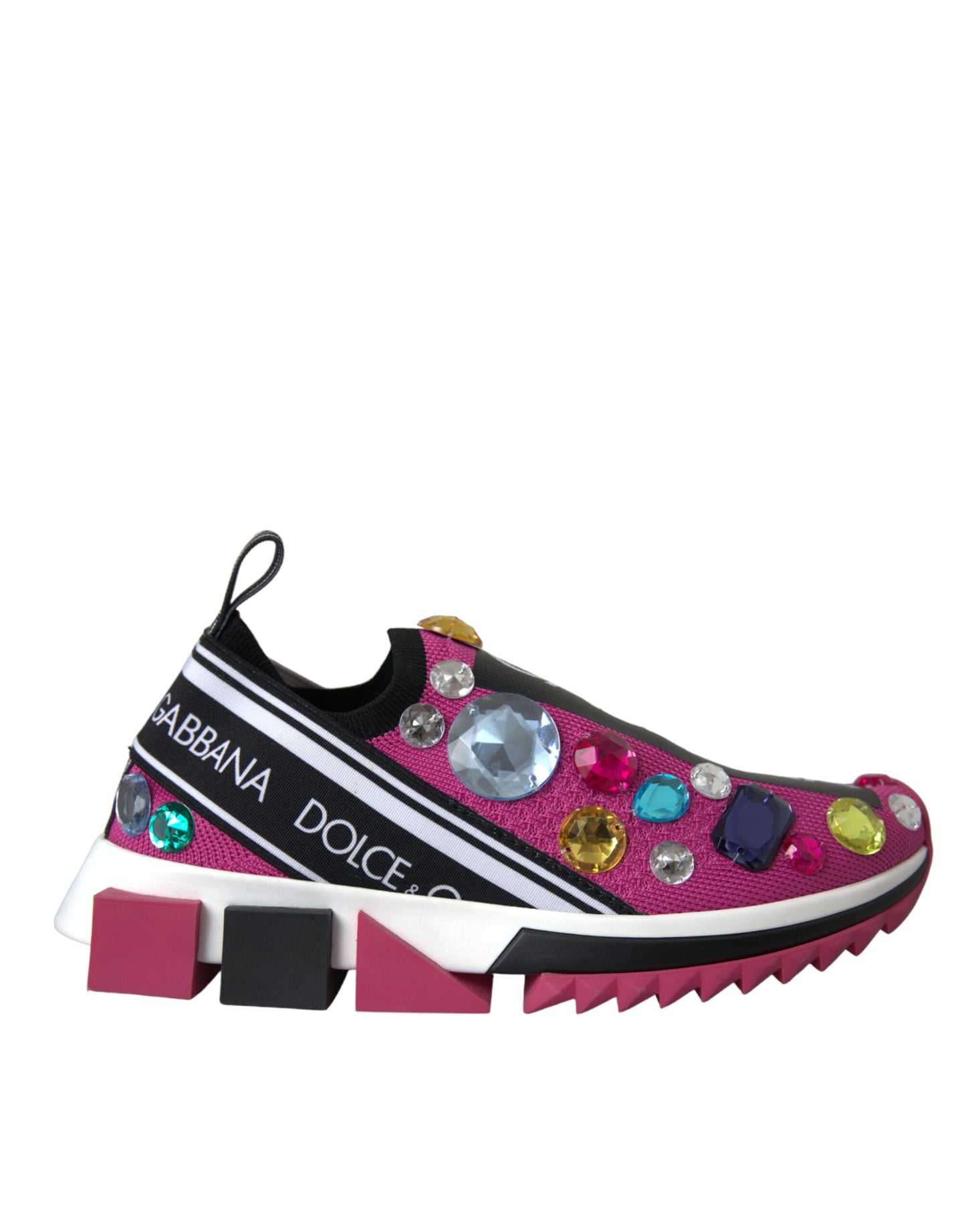 Dolce & Gabbana Pink Sorrento Crystals Sneakers Shoes by Dolce & Gabbana