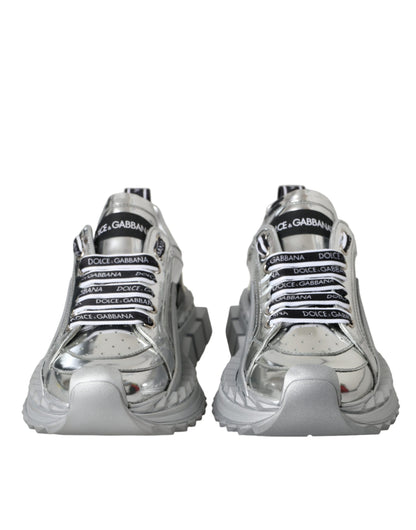 Dolce & Gabbana Silver Leather Super Queen Sneakers Shoes by Dolce & Gabbana