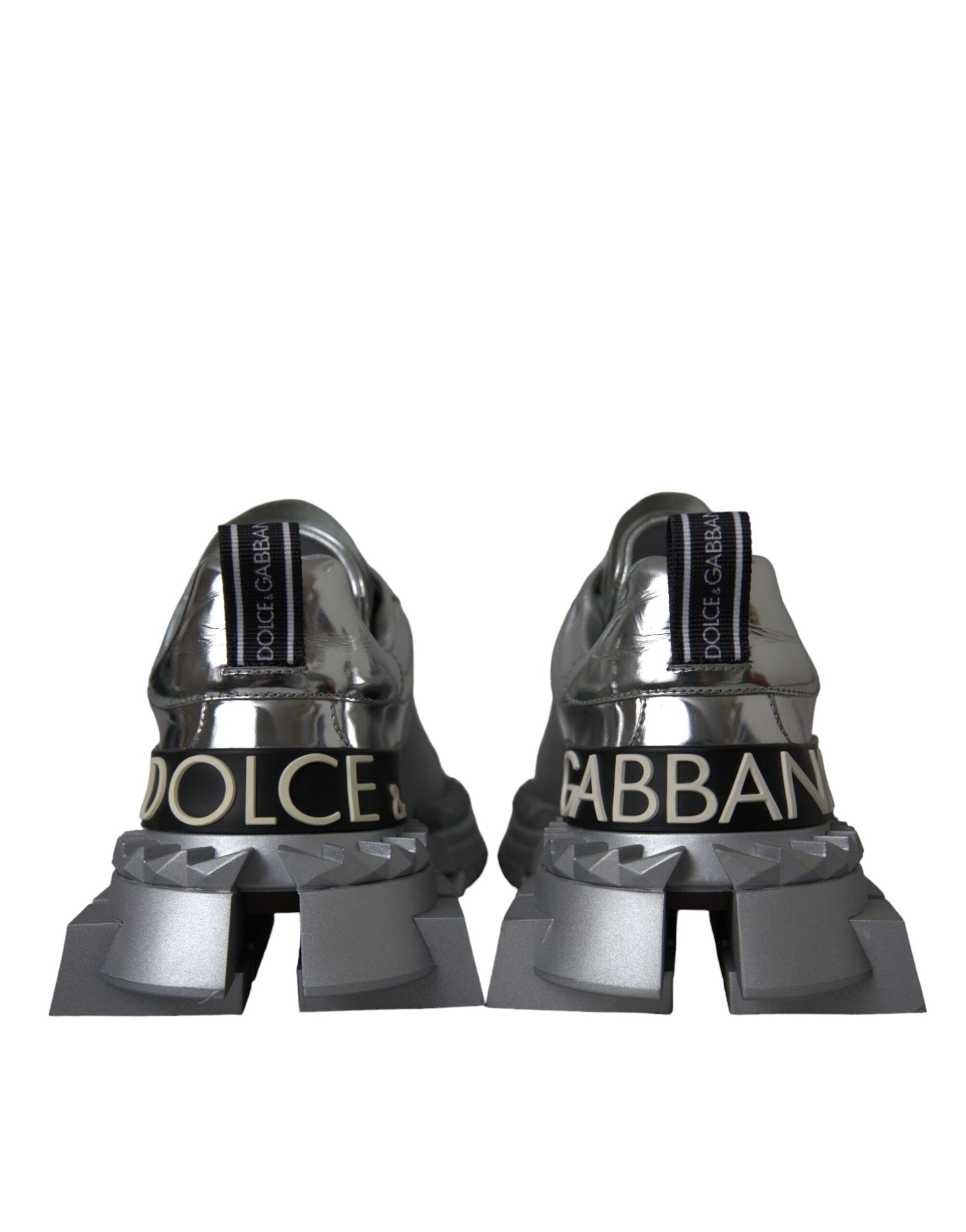 Dolce & Gabbana Silver Leather Super Queen Sneakers Shoes by Dolce & Gabbana