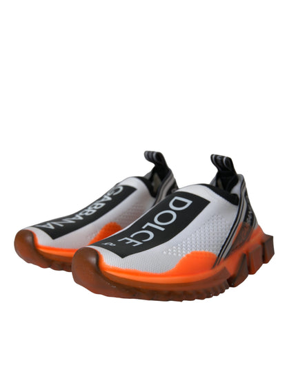 Dolce & Gabbana Black White Orange Slip On Sorrento Sneakers Shoes by Dolce & Gabbana