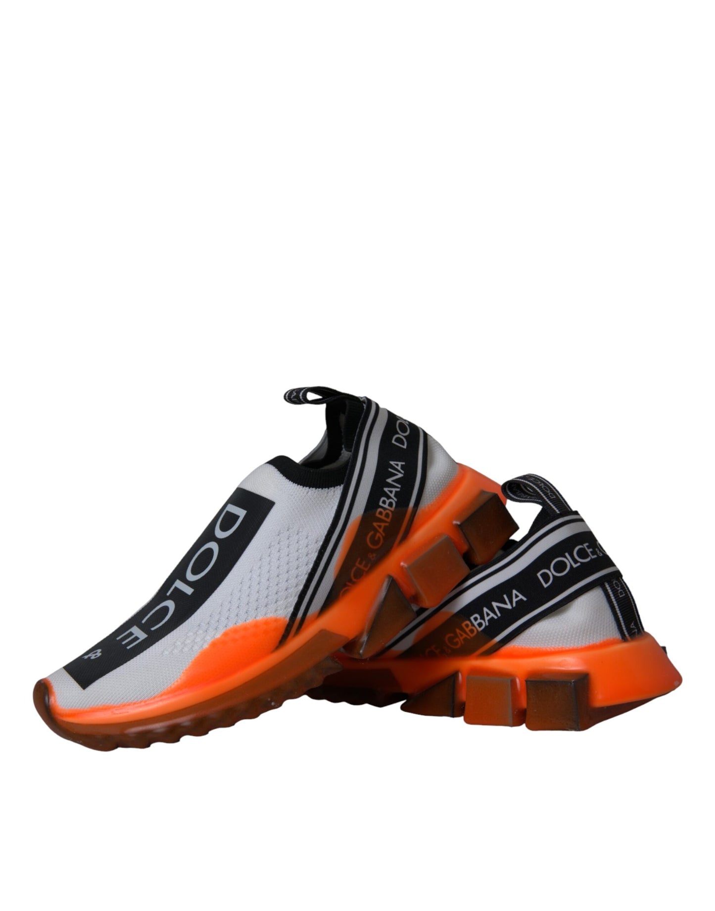 Dolce & Gabbana Black White Orange Slip On Sorrento Sneakers Shoes by Dolce & Gabbana
