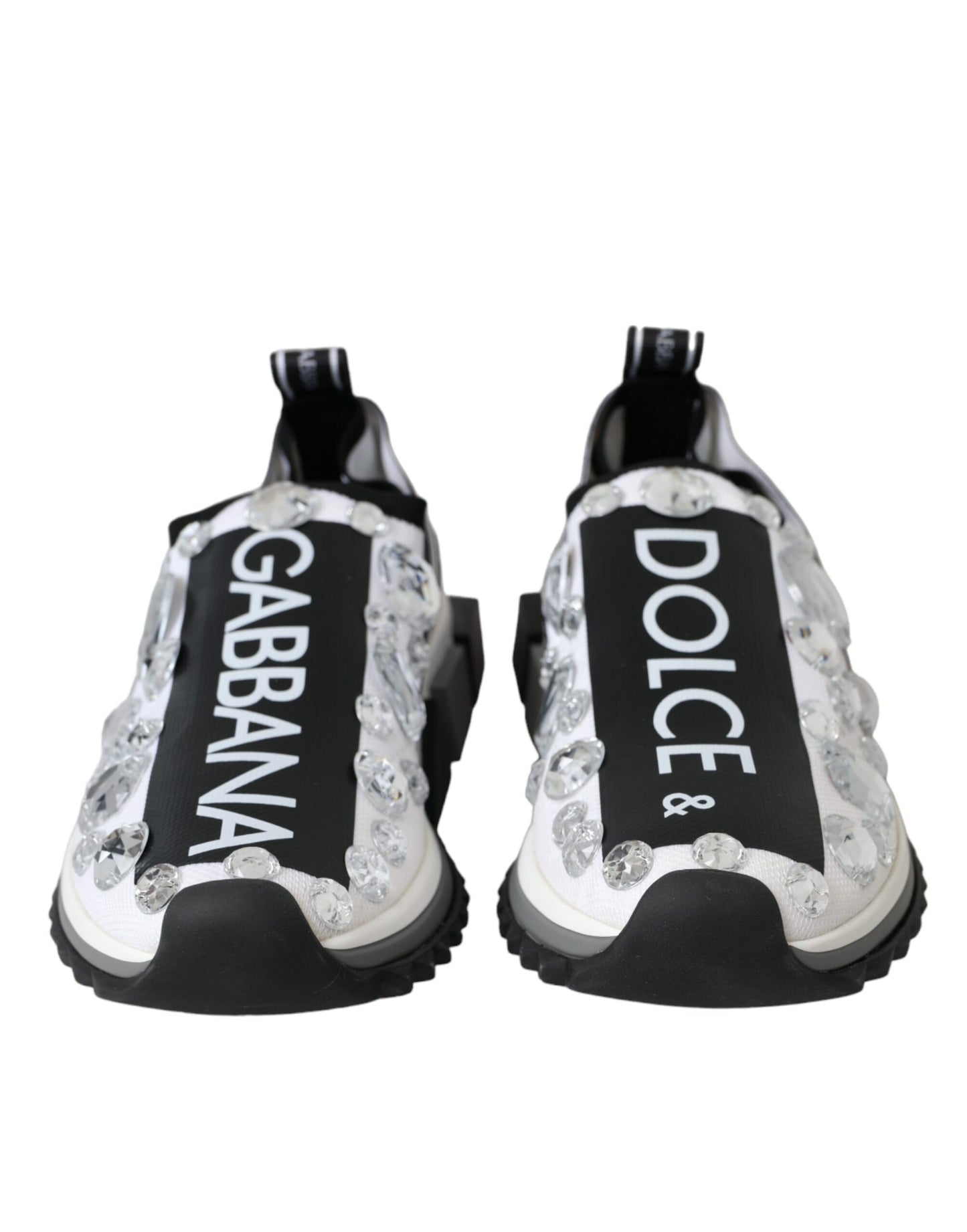Dolce & Gabbana White Sorrento Crystals Sneakers Shoes by Dolce & Gabbana