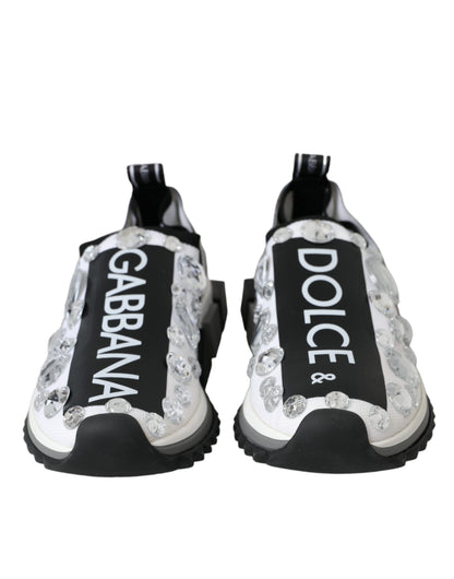 Dolce & Gabbana White Sorrento Crystals Sneakers Shoes by Dolce & Gabbana