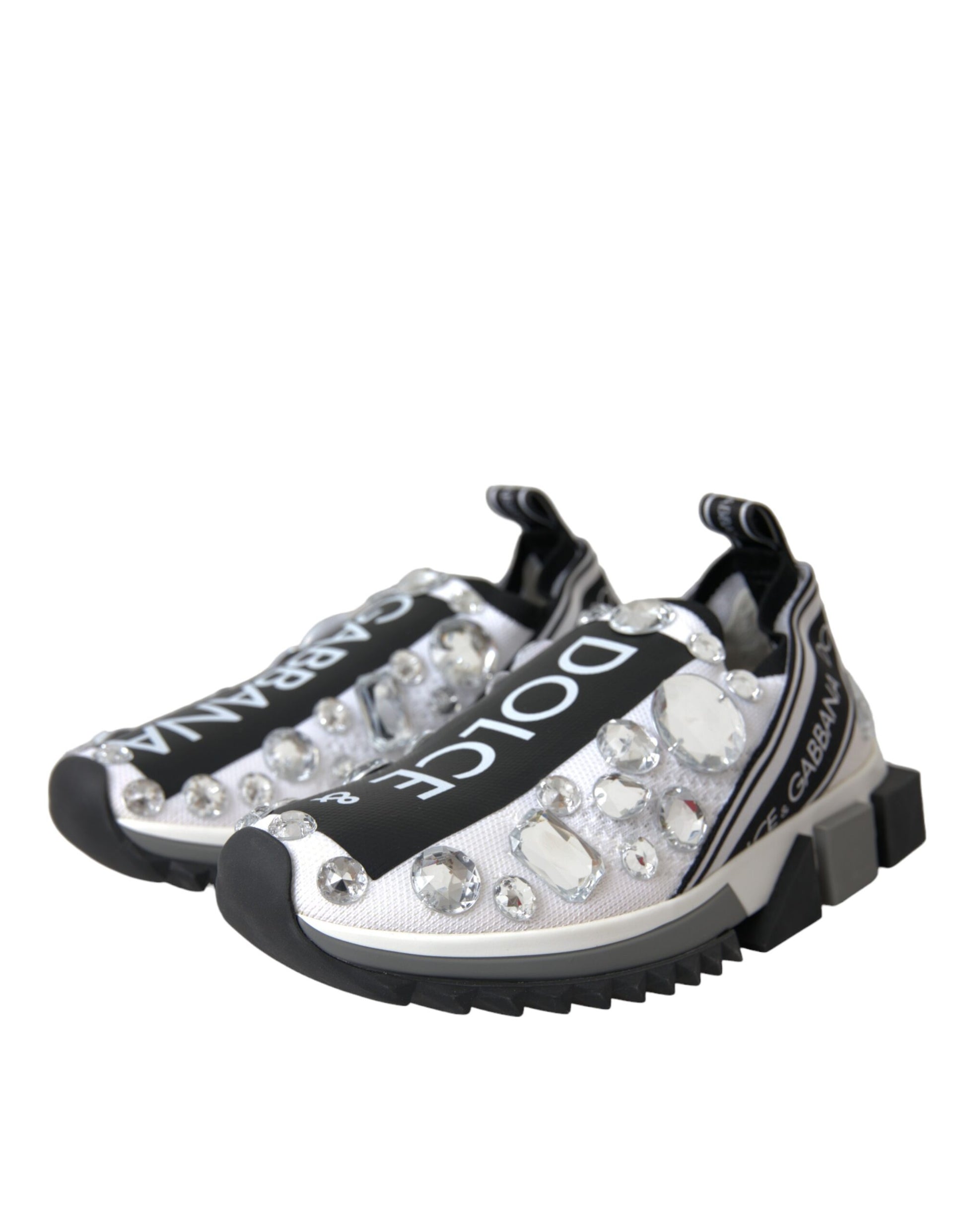 Dolce & Gabbana White Sorrento Crystals Sneakers Shoes by Dolce & Gabbana