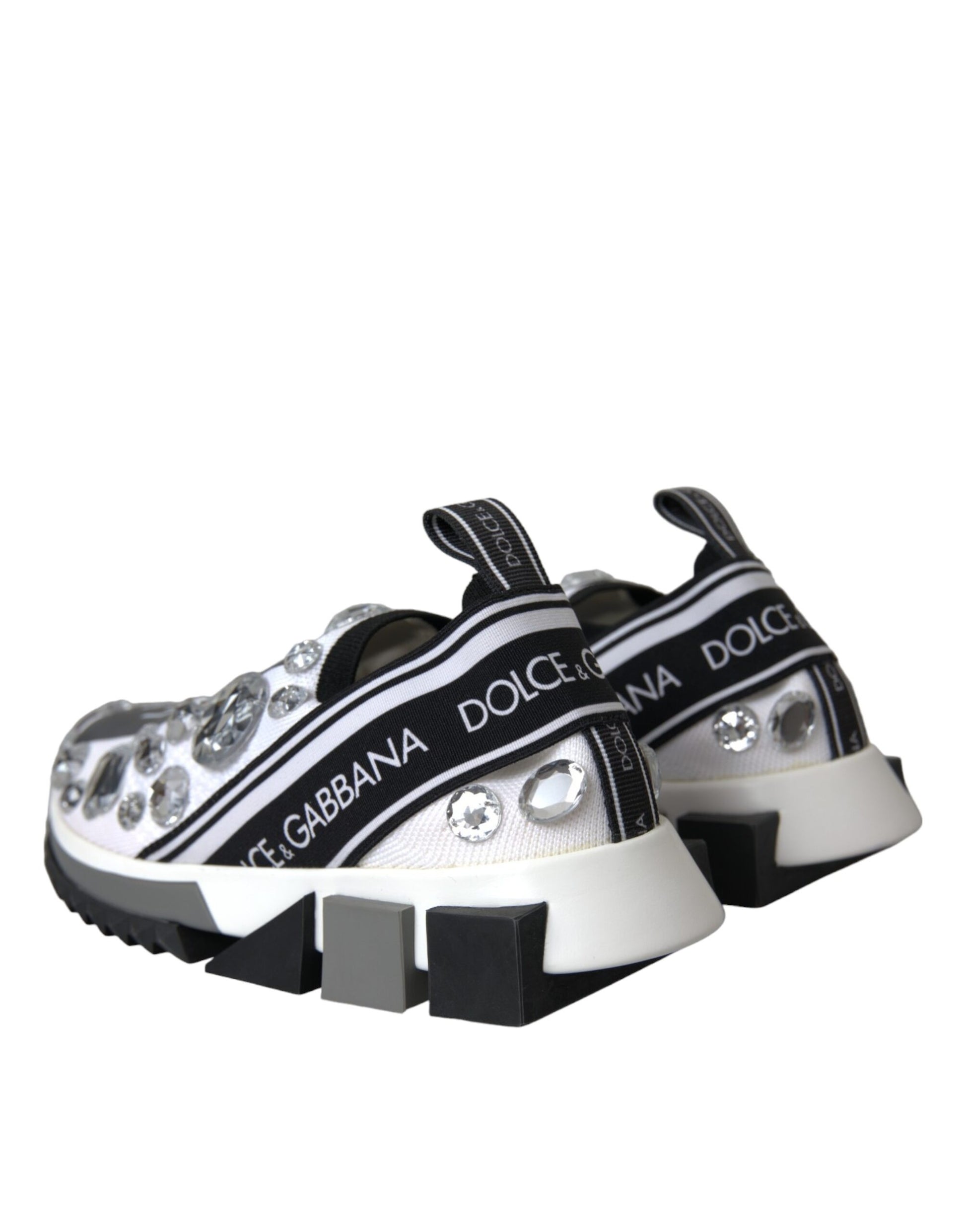 Dolce & Gabbana White Sorrento Crystals Sneakers Shoes by Dolce & Gabbana