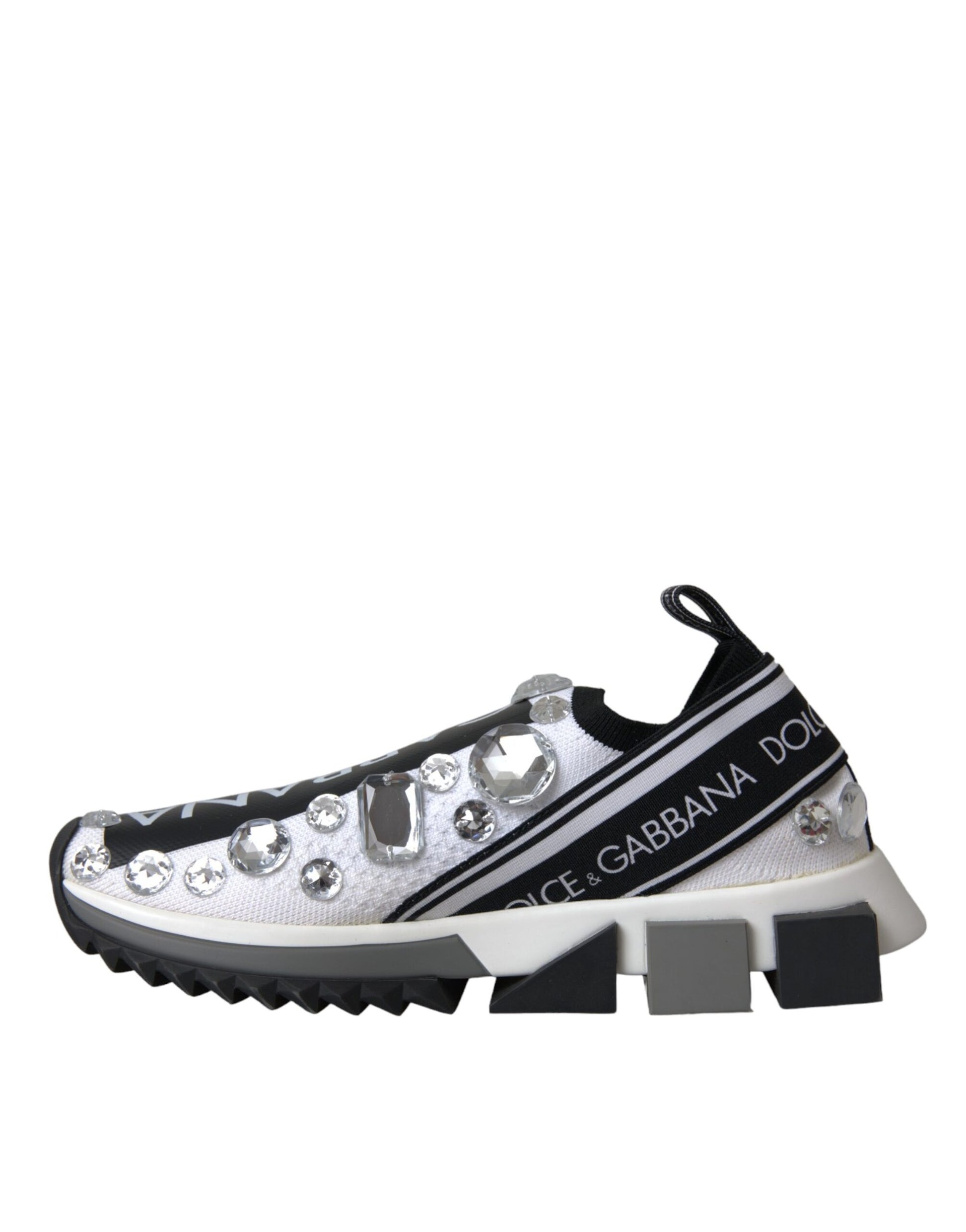 Dolce & Gabbana White Sorrento Crystals Sneakers Shoes by Dolce & Gabbana