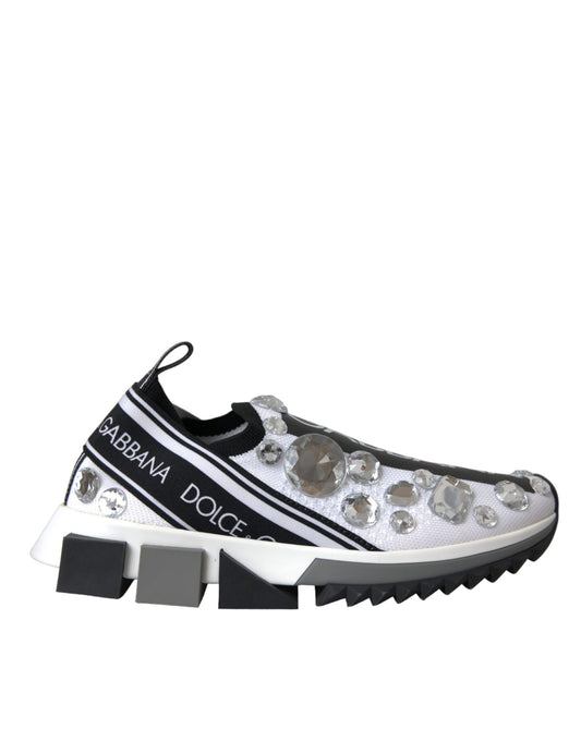 Dolce & Gabbana White Sorrento Crystals Sneakers Shoes by Dolce & Gabbana