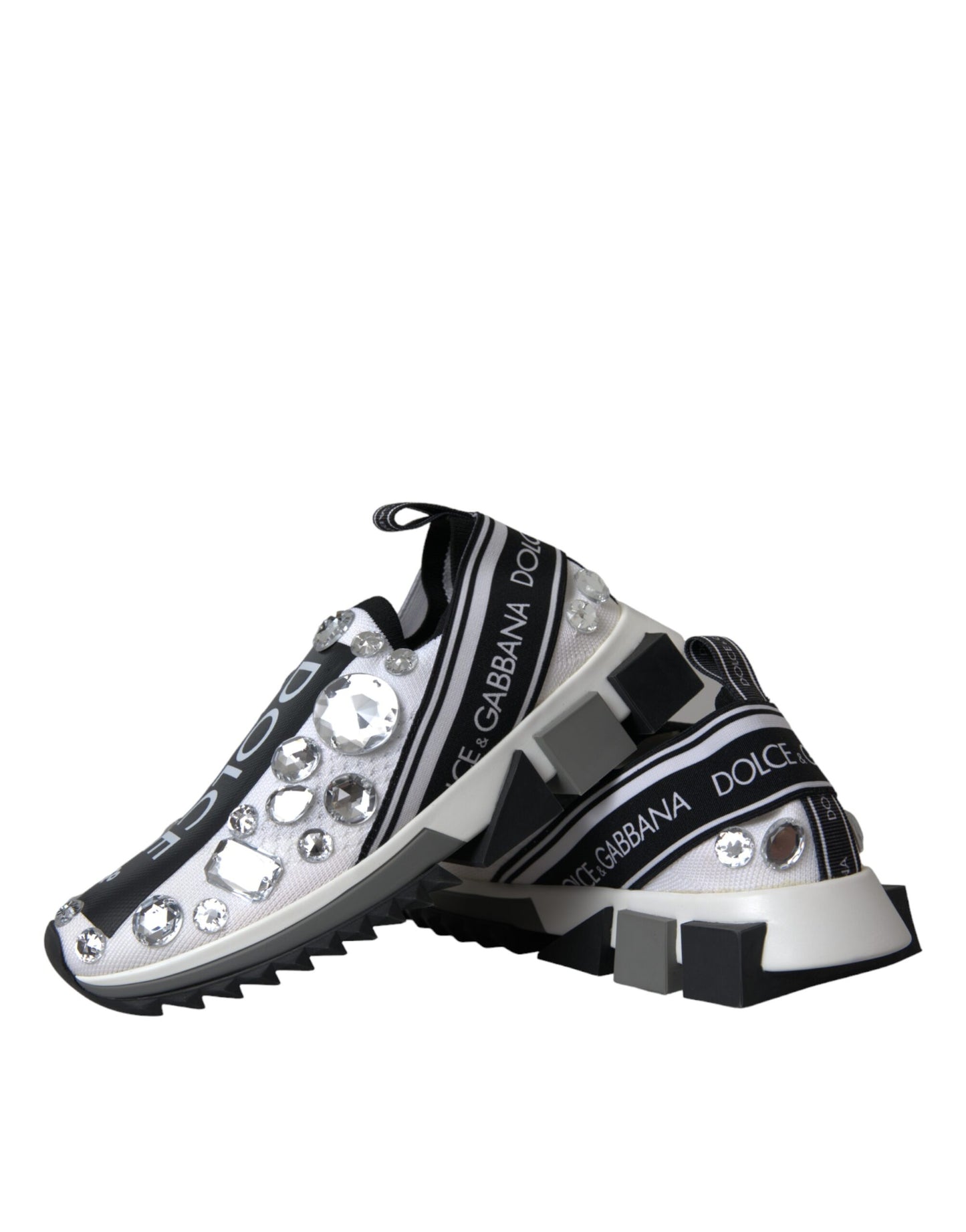 Dolce & Gabbana White Sorrento Crystals Sneakers Shoes by Dolce & Gabbana