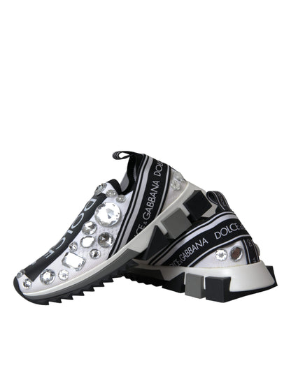 Dolce & Gabbana White Sorrento Crystals Sneakers Shoes by Dolce & Gabbana
