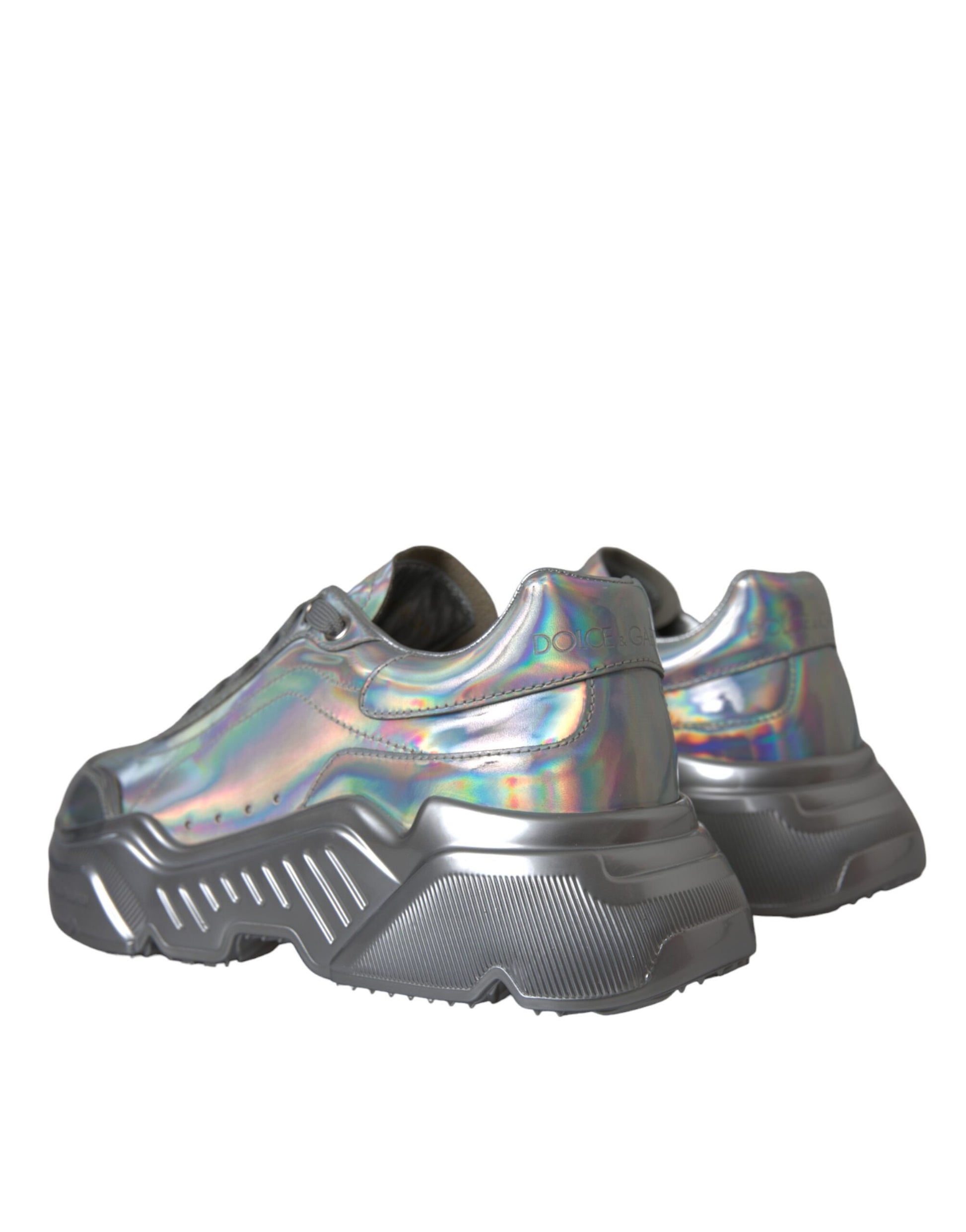Dolce & Gabbana Silver Iridescent DAYMASTER Leather Sneakers Shoes by Dolce & Gabbana