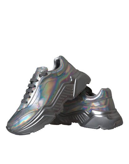 Dolce & Gabbana Silver Iridescent DAYMASTER Leather Sneakers Shoes by Dolce & Gabbana